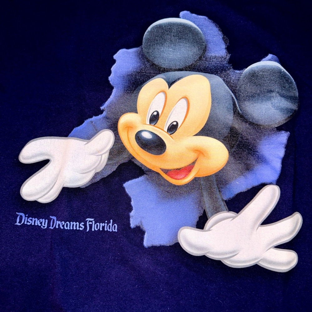 Disney Mickey Mouse T-Shirt Unisex L Navy Blue Good Dreams Florida AB1010‎
